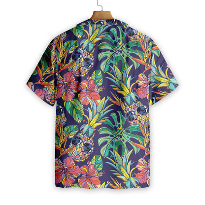 Tropical Coolest Pineapple Hawaiian Shirt Dark Blue Background,Hawaiian Shirt Gift, Christmas Gift