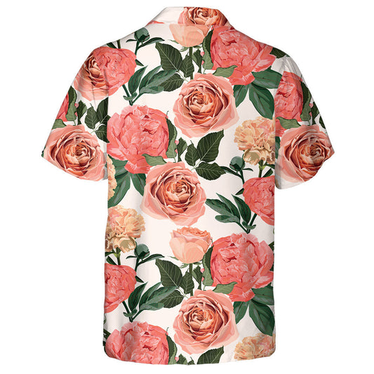 Pattern Of Peony Roses And Clove Flowers Branch Watercolor Hawaiian Shirt, Hawaiian Shirt Gift, Christmas Gift