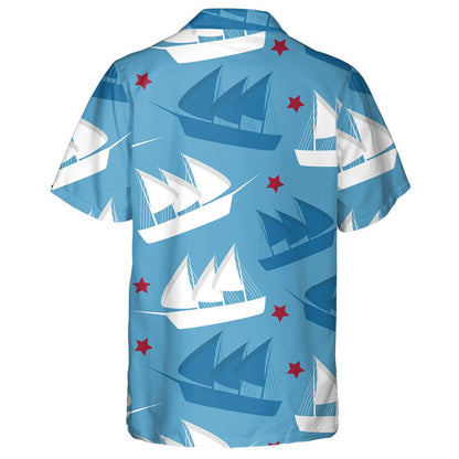 Columbus Day Pattern Repeat In Blue White And Red Hawaiian Shirt, Hawaiian Shirt Gift, Christmas Gift