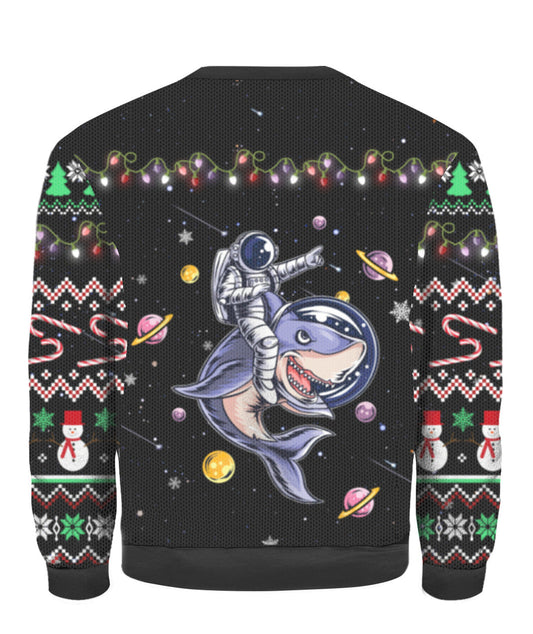 Funny Astronauts Ride A Shark In Space With The Planet Ugly Christmas Sweater,Christmas Ugly Sweater,Christmas Gift,Gift Christmas 2022