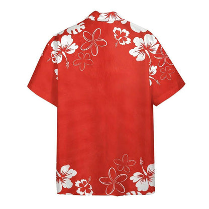 Red Bird Angry Bird Cartoon With White Hibiscus Hawaiian Shirt, Hawaiian Shirt Gift, Christmas Gift