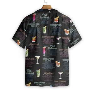 Premium Tropical Cocktail Dark Pattern Hawaiian Shirt,Hawaiian Shirt Gift, Christmas Gift