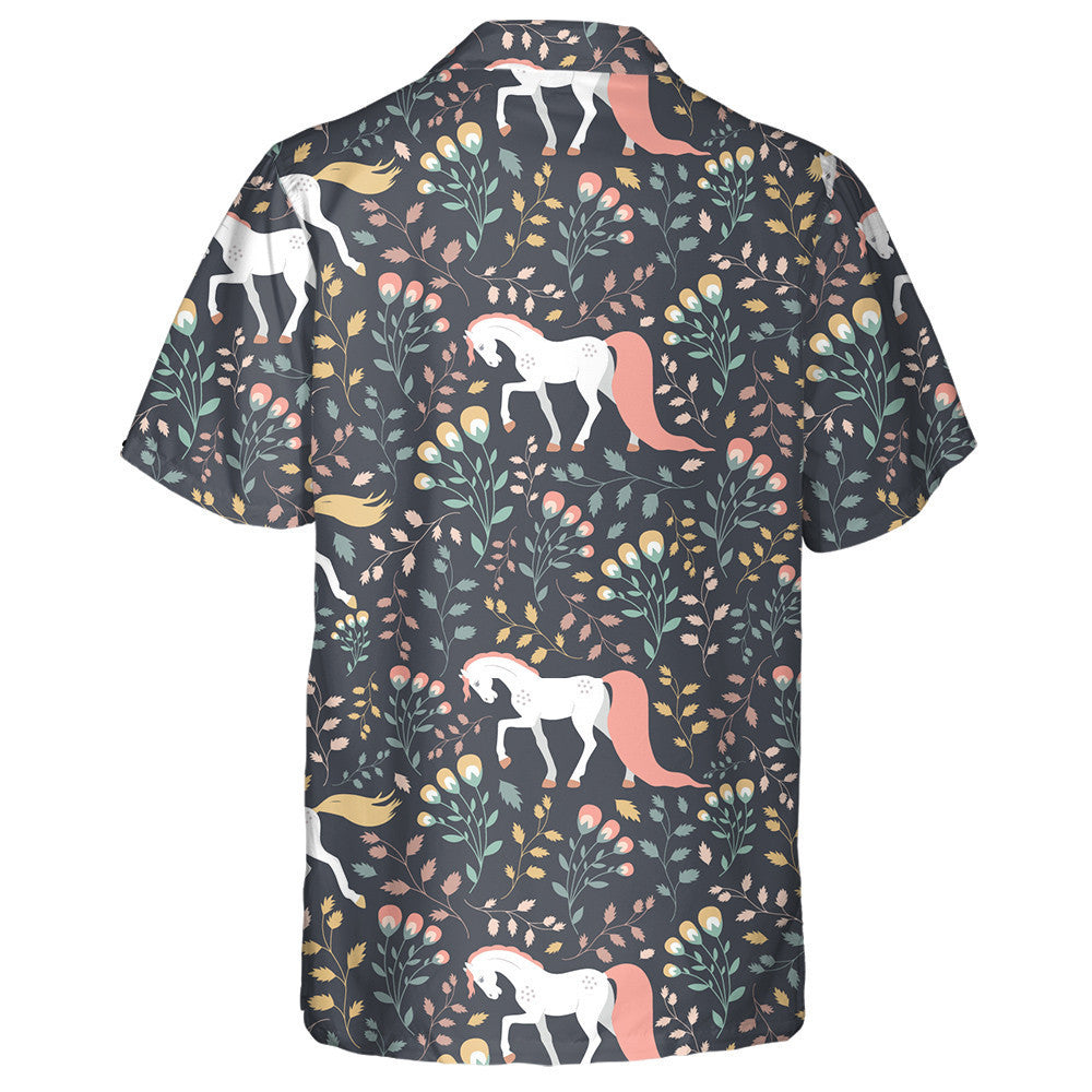 Beautiful Horses On A Background Of Flowers And Plants Hawaiian Shirt, Hawaiian Shirt Gift, Christmas Gift