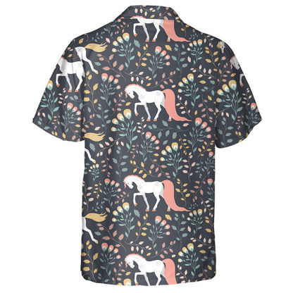 Beautiful Horses On A Background Of Flowers And Plants Hawaiian Shirt, Hawaiian Shirt Gift, Christmas Gift