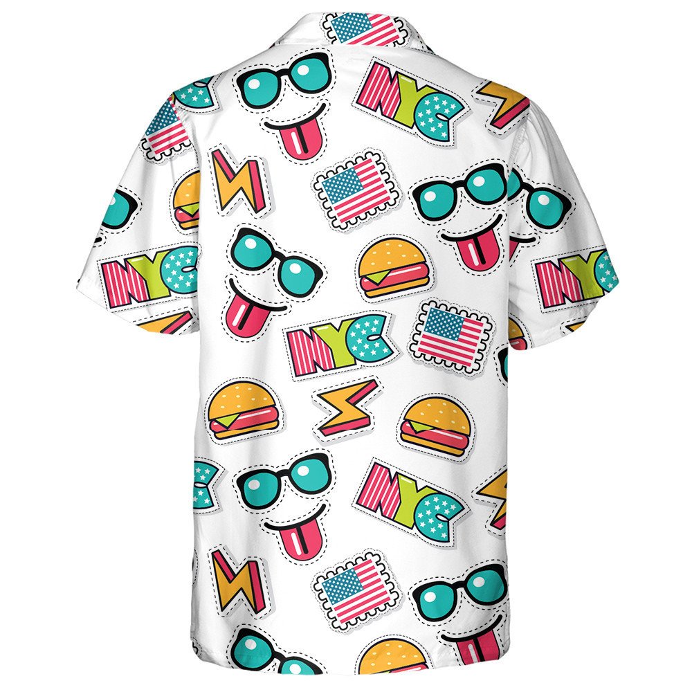 Funny American Icons Lifestyle Doodle Pattern Hawaiian Shirt,Hawaiian Shirt Gift, Christmas Gift
