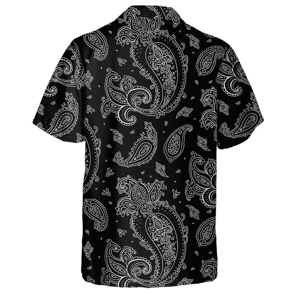 Hand Drawing Paisley Themed Pattern On Black Background Hawaiian Shirt, Hawaiian Shirt Gift, Christmas Gift