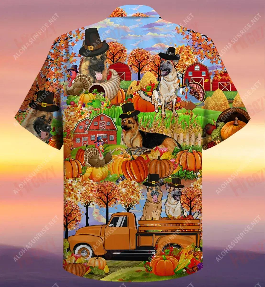 Happy Thanksgiving German Shepherd Unisex Short Sleeve Shirt Ocean Hawaiian T Shirts Vintage Hawaiian Shirts Hawaiian Shirt Pattern, Hawaiian Shirt Gift, Christmas Gift