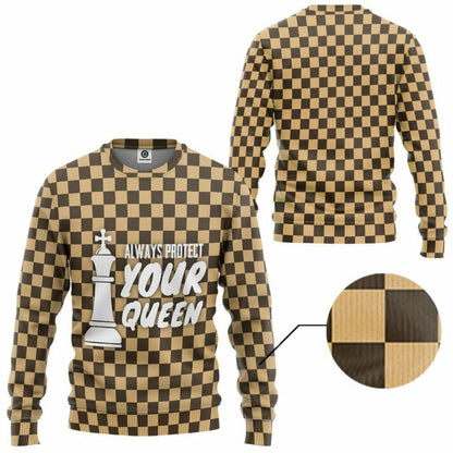 3D King Chessboard Couple Tshirt Hoodie Apparel