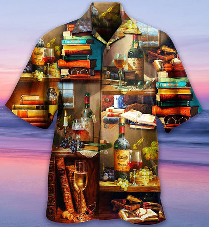 Book And The Smell Of Fine Drink Themed Design Hawaiian Shirt, Hawaiian Shirt Gift, Christmas Gift