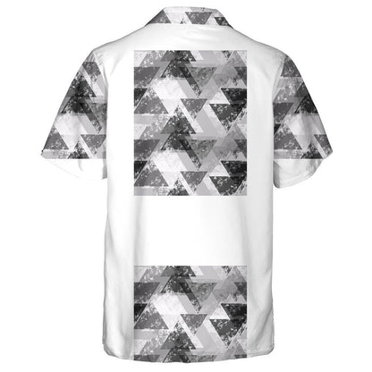 Distressed Grunge Style Triangles In Gray Camo Pattern Hawaiian Shirt, Hawaiian Shirt Gift, Christmas Gift