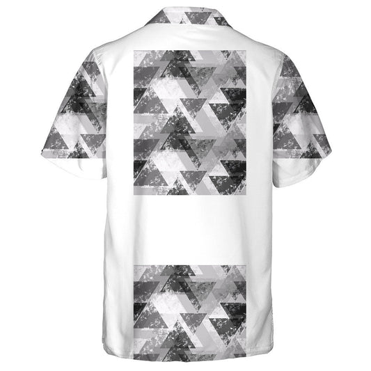 Distressed Grunge Style Triangles In Gray Camo Pattern Hawaiian Shirt, Hawaiian Shirt Gift, Christmas Gift