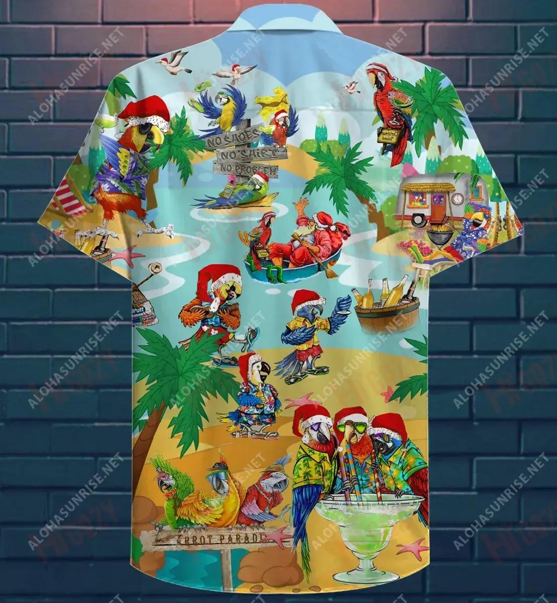 Parrot Paradise On Christmas Island Short Hawaiian Shirt Ocean Hawaiian T Shirts Hawaiian Crazy Shirts Hawaiian Shirts For Men, Hawaiian Shirt Gift, Christmas Gift