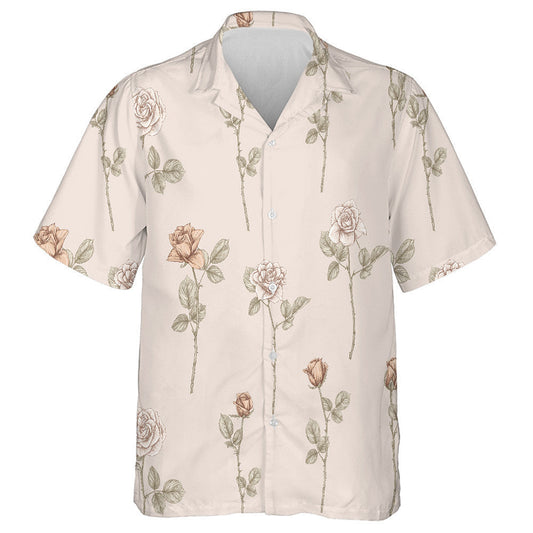 Beautiful Roses Flowers On Beige Vintage Colors Design Hawaiian Shirt, Hawaiian Shirt Gift, Christmas Gift