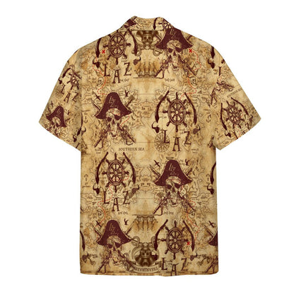 Pirate Skull Tropical Background Design Hawaiian Shirt,Hawaiian Shirt Gift, Christmas Gift