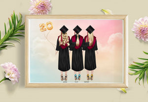 Personalized Picture Best Friends Graduation Printable, Customised Friends Graduation Print, Personalised High School Graduation Girls, Unique Collect Graduation Gift