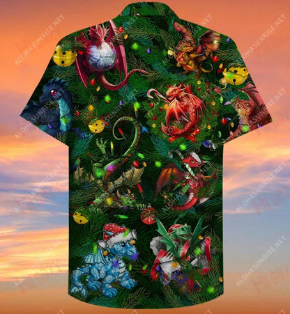 Dragons Are My Xmas Spirit Animals Short Hawaiian Shirt Hobbies Tropical Shirts Vintage Hawaiian Shirts Funny Hawaiian Shirts, Hawaiian Shirt Gift, Christmas Gift