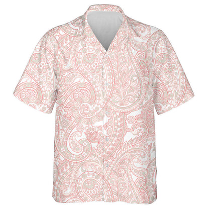 Vintage Floral Paisley Pattern Asian Textile Pink Background Hawaiian Shirt, Hawaiian Shirt Gift, Christmas Gift