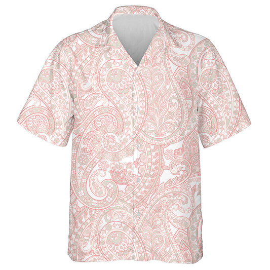 Vintage Floral Paisley Pattern Asian Textile Pink Background Hawaiian Shirt, Hawaiian Shirt Gift, Christmas Gift
