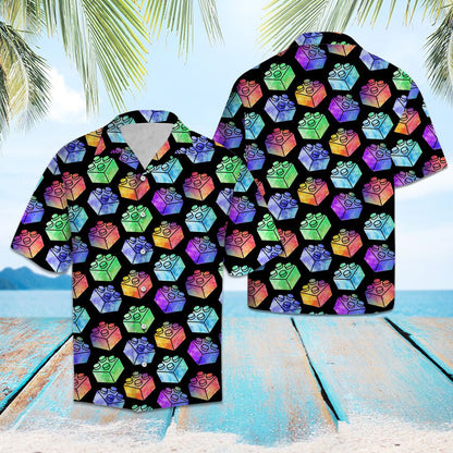 Bright Neon Lego In Black Hawaiian Shirt, Hawaiian For Gift