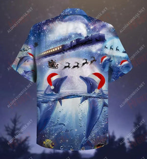 All I Want For Christmas Is A Dolphin Unisex Short Hawaiian Shirt Summer Short Sleeve Best Hawaiian Shirts Hawaiian Shirts For Women, Hawaiian Shirt Gift, Christmas Gift