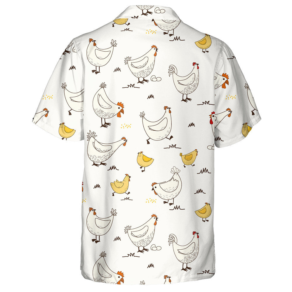 Funny Hen And Cute Little Chicken With Egg Hawaiian Shirt, Hawaiian Shirt Gift, Christmas Gift