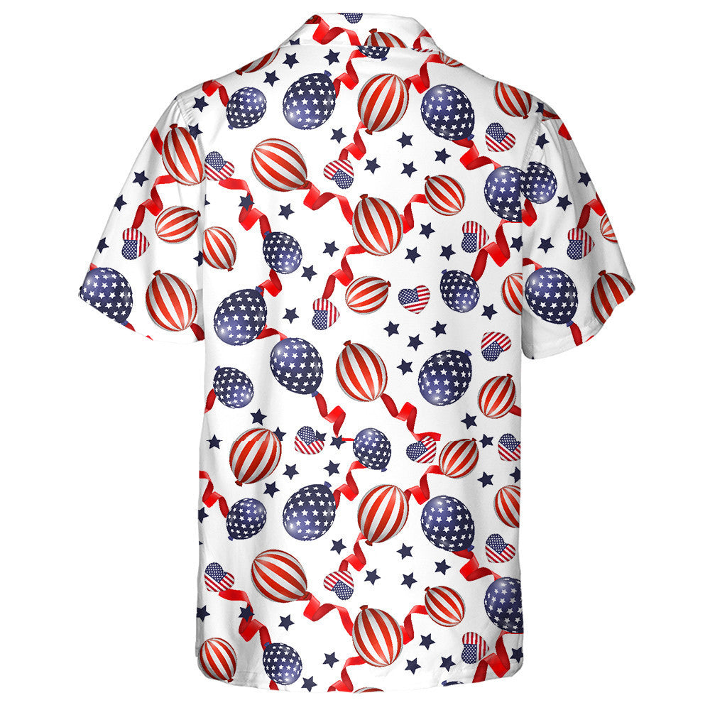 Decorative Red Stripe And Blue Star Balloon Patriotic Hawaiian Shirt, Hawaiian Shirt Gift, Christmas Gift
