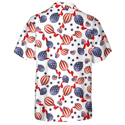 Decorative Red Stripe And Blue Star Balloon Patriotic Hawaiian Shirt, Hawaiian Shirt Gift, Christmas Gift