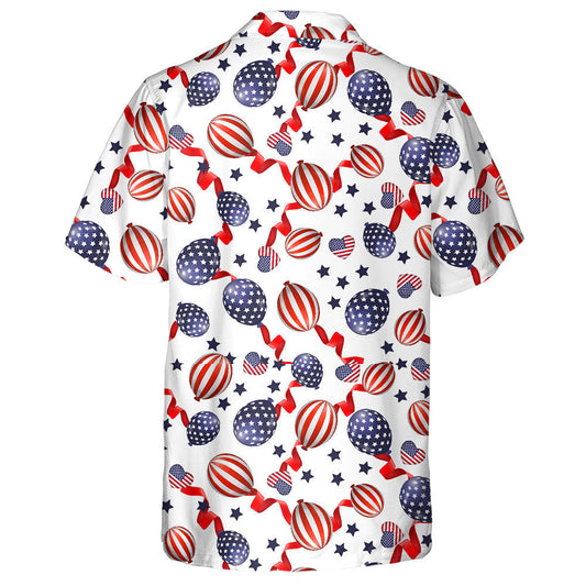 Decorative Red Stripe And Blue Star Balloon Patriotic Hawaiian Shirt, Hawaiian Shirt Gift, Christmas Gift