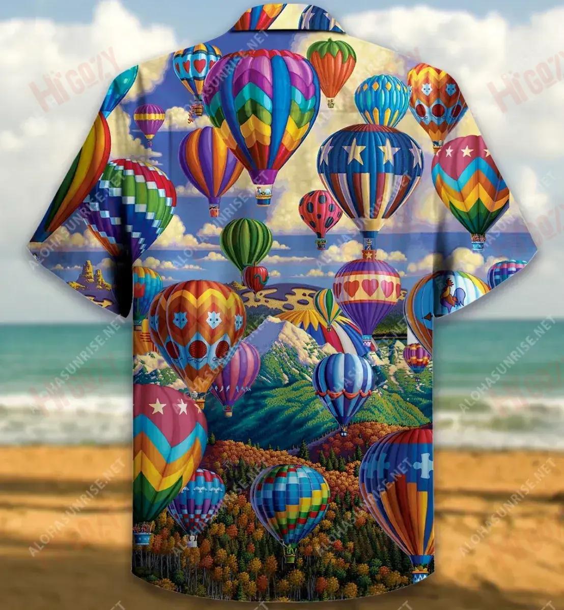 Together We Will Touch The Sky Hot Air Balloon Unisex Hawaiian Shirt Summer Short Sleeve Vintage Hawaiian Shirts Funny Hawaiian Shirts, Hawaiian Shirt Gift, Christmas Gift
