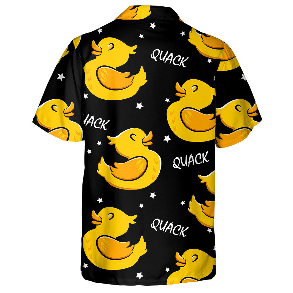 Cartoon Duck And Stars On Black Hawaiian Shirt, Hawaiian For Gift