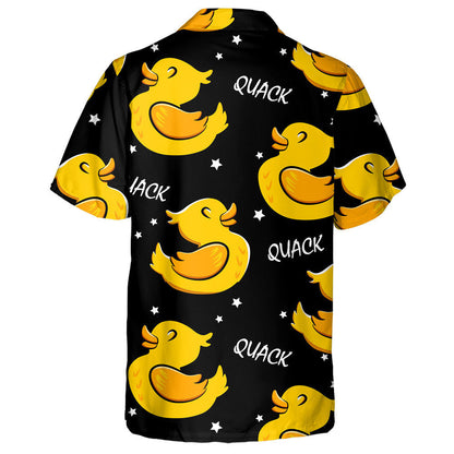 Cartoon Duck And Stars On Black Hawaiian Shirt, Hawaiian For Gift