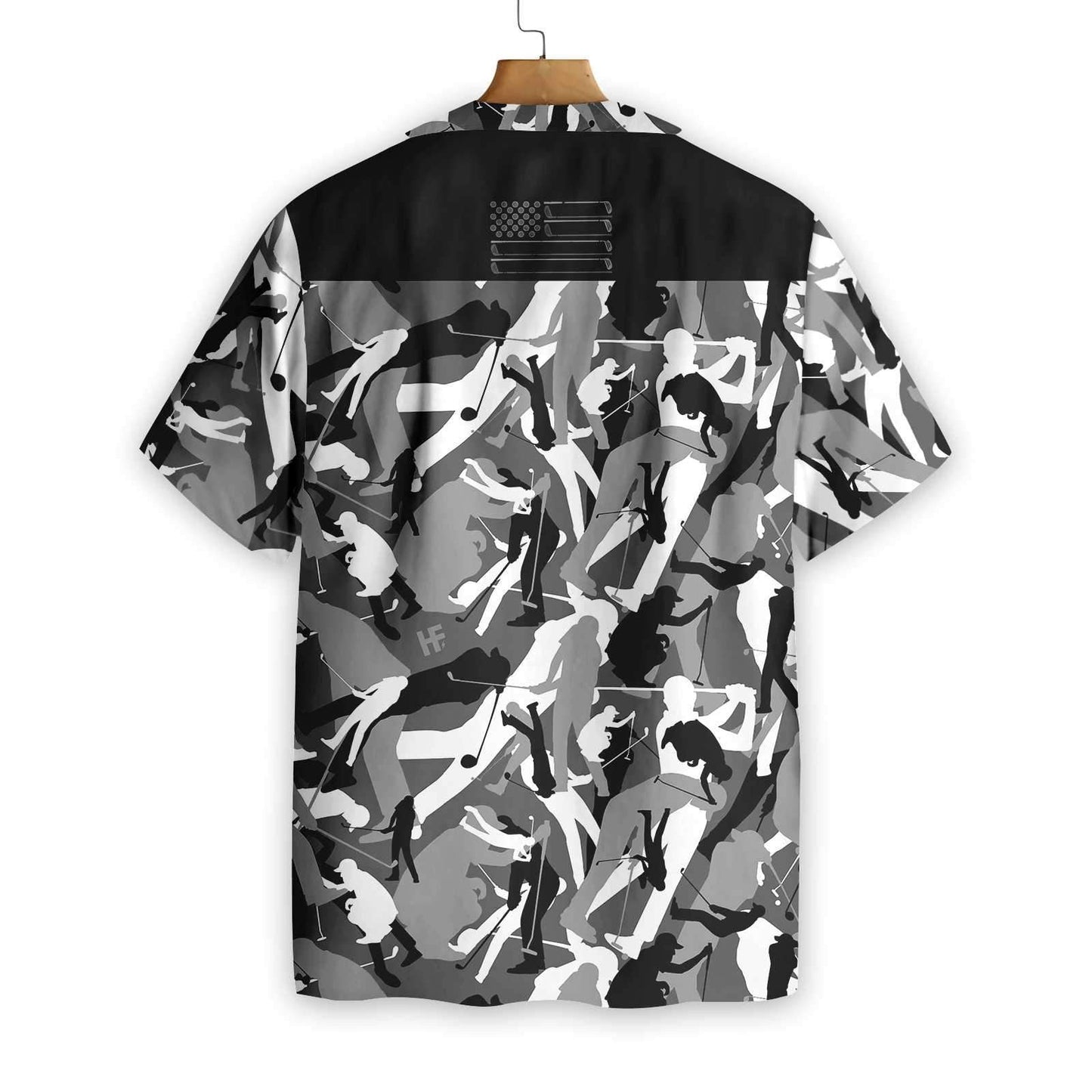 Tattered Camouflage Golf Black And White Pattern Hawaiian Shirt, Hawaiian Shirt Gift, Christmas Gift