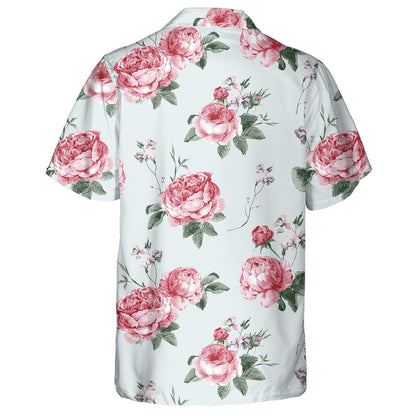 Vintage Floral Pattern Blooming English Rose Themed Design Hawaiian Shirt, Hawaiian Shirt Gift, Christmas Gift
