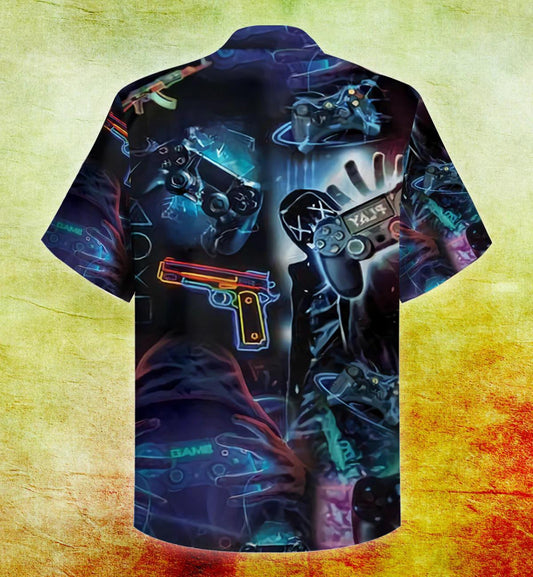 Game Console Leon Colorful Gun Dark Theme Design Hawaiian Shirt, Hawaiian Shirt Gift, Christmas Gift