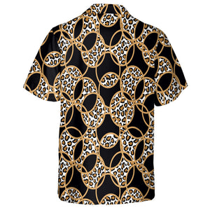 Wild African Leopard With Circles On Black Hawaiian Shirt, Hawaiian Shirt Gift, Christmas Gift