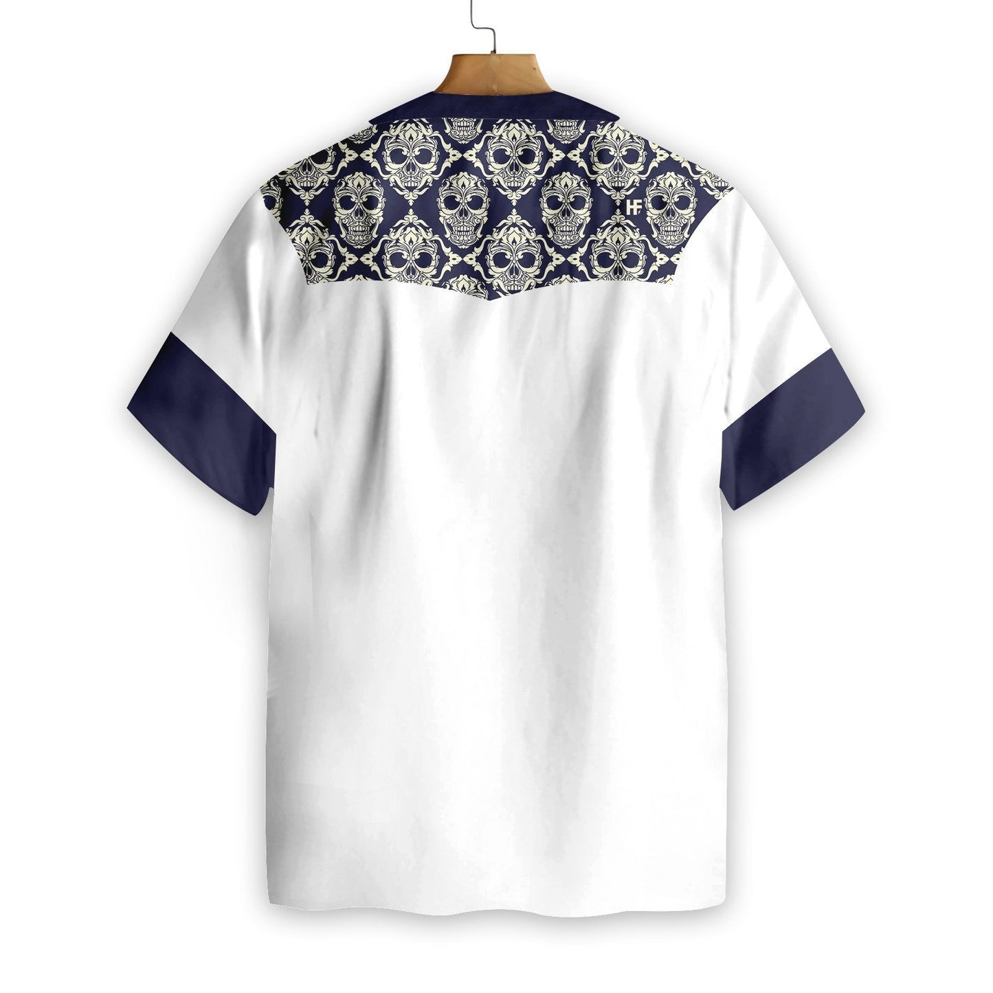 Ornamental Skull Seamless Pattern Blue And White Design Hawaiian Shirt, Hawaiian Shirt Gift, Christmas Gift
