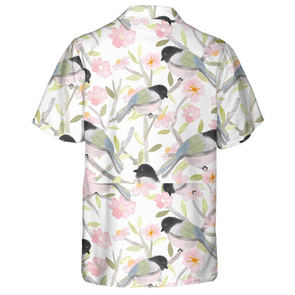 Cute Bird And Pink Floral With Green Leaf Hawaiian Shirt, Hawaiian Shirt Gift, Christmas Gift