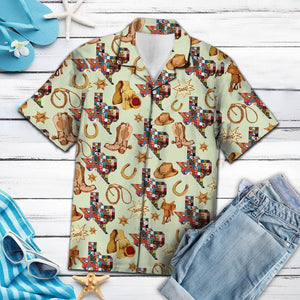 Texas Cowboy Boots And Hat Hawaiian Shirt,Hawaiian Shirt Gift, Christmas Gift