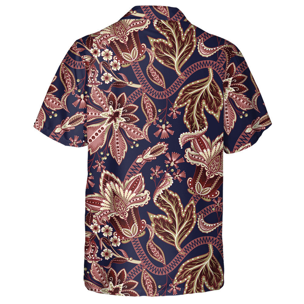 Ethnic Pattern With Indian Ornament Amazing Flower Branches Hawaiian Shirt, Hawaiian Shirt Gift, Christmas Gift