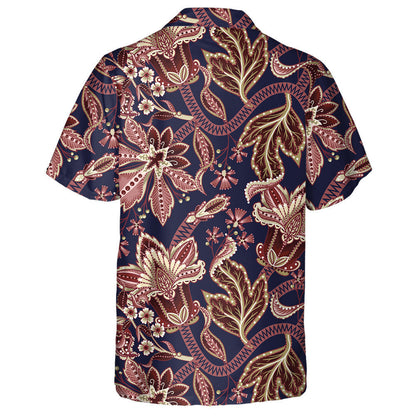 Ethnic Pattern With Indian Ornament Amazing Flower Branches Hawaiian Shirt, Hawaiian Shirt Gift, Christmas Gift