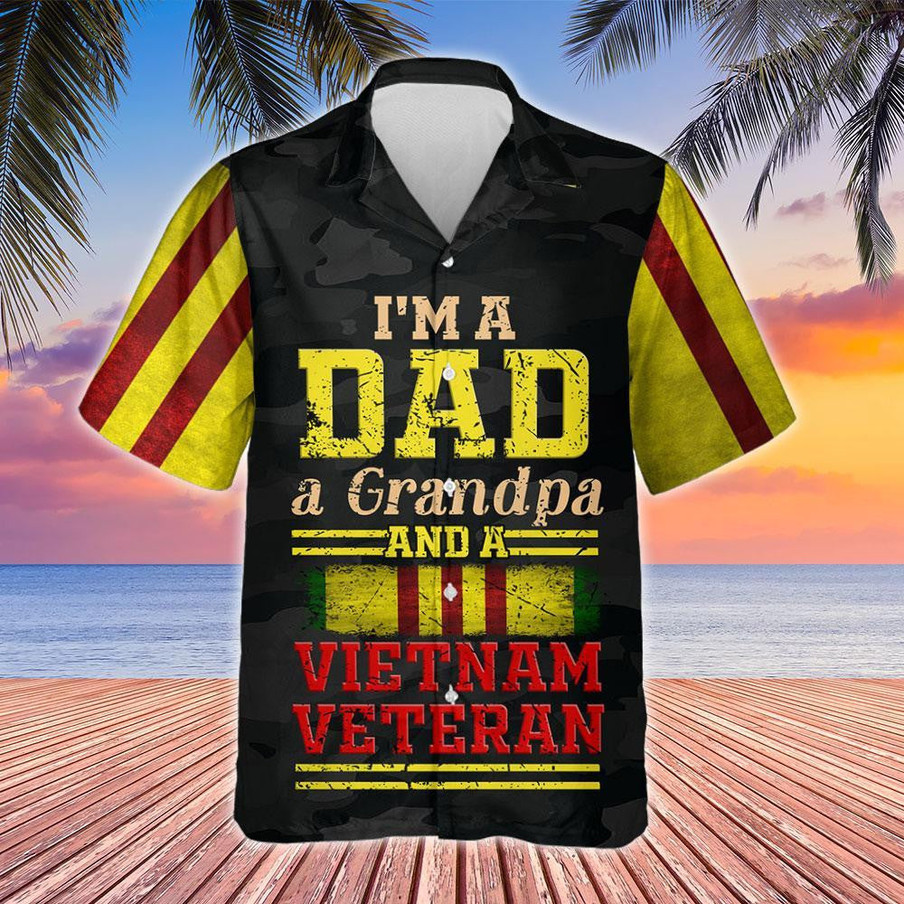 I'm A Dad A Grandpa And A Vietnam Veteran Design Hawaiian Shirt, Hawaiian Shirt Gift, Christmas Gift