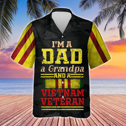I'm A Dad A Grandpa And A Vietnam Veteran Design Hawaiian Shirt, Hawaiian Shirt Gift, Christmas Gift