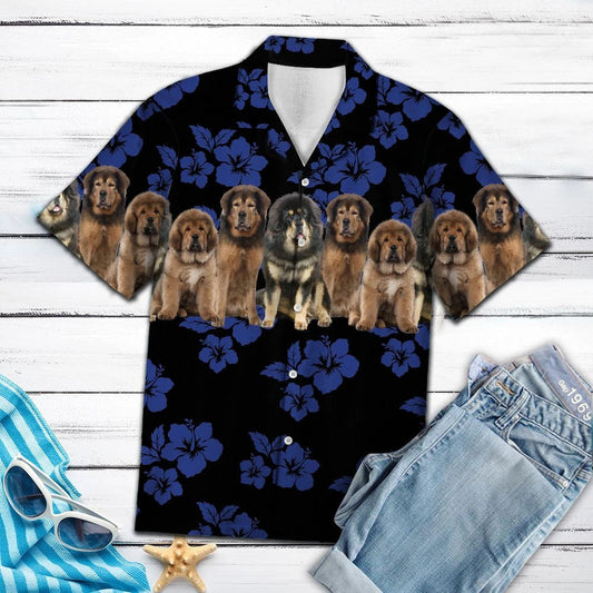 Awesome Tibetan Mastiff Dog Group On Hibiscus Pattern Hawaiian Shirt, Hawaiian Shirt Gift, Christmas Gift
