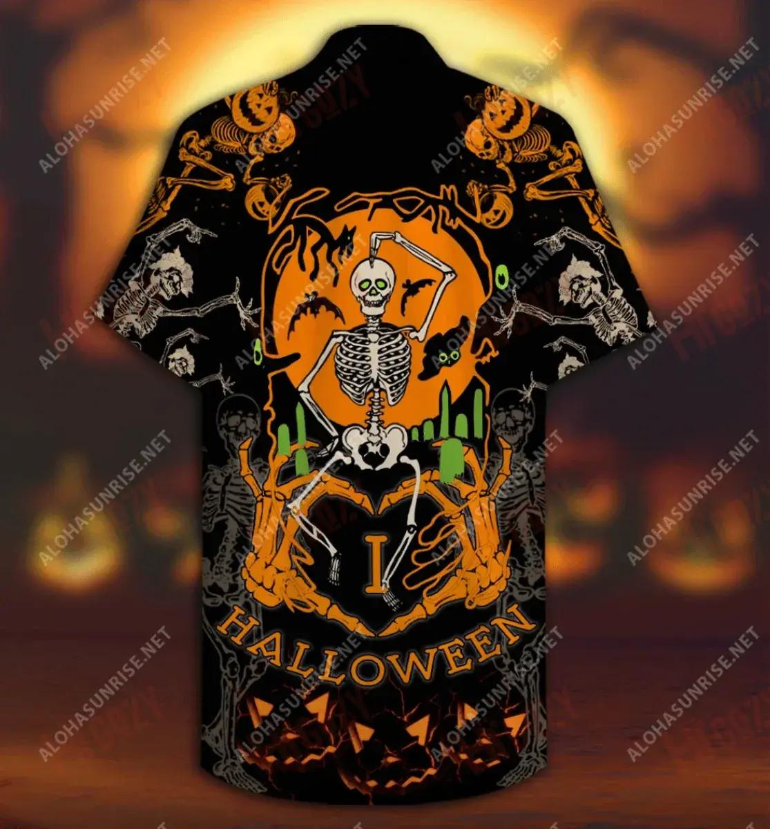 Dancing Skeleton Halloween Unisex Short Sleeve Shirt Summer Hawaiian T Shirts Vintage Hawaiian Shirts Hawaiian Shirts For Men, Hawaiian Shirt Gift, Christmas Gift