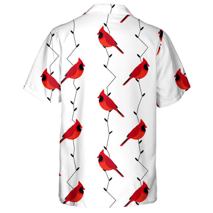 Red Cardinal And Branches On White Hawaiian Shirt,Hawaiian Shirt Gift, Christmas Gift