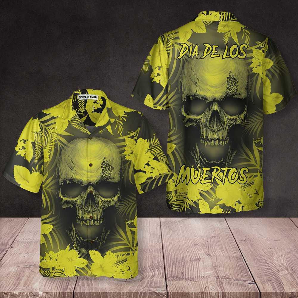 Skull Floral Pattern Dia De Los Muertos Hawaiian Shirt, Hawaiian Shirt Gift, Christmas Gift