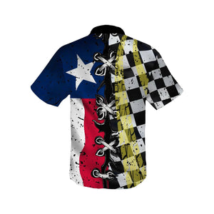 Texas Racing Flag Checkered Pattern Hawaiian Shirt,Hawaiian Shirt Gift, Christmas Gift