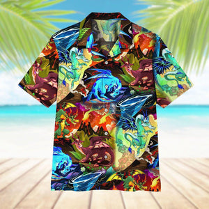 Cool Dragons Moments Hand Drawing Design Hawaiian Shirt,Hawaiian Shirt Gift, Christmas Gift