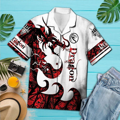 Red Dragon Yin Yang Tai Chi Design Hawaiian Shirt, Hawaiian Shirt Gift, Christmas Gift