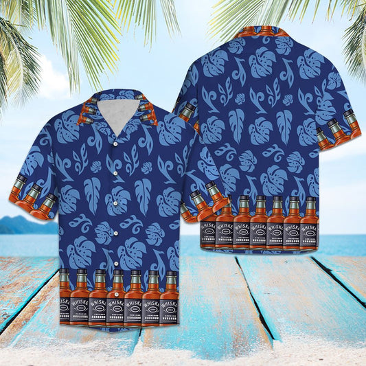Cheer For Day Whisky Palm Leaves Pattern Hawaiian Shirt, Hawaiian Shirt Gift, Christmas Gift